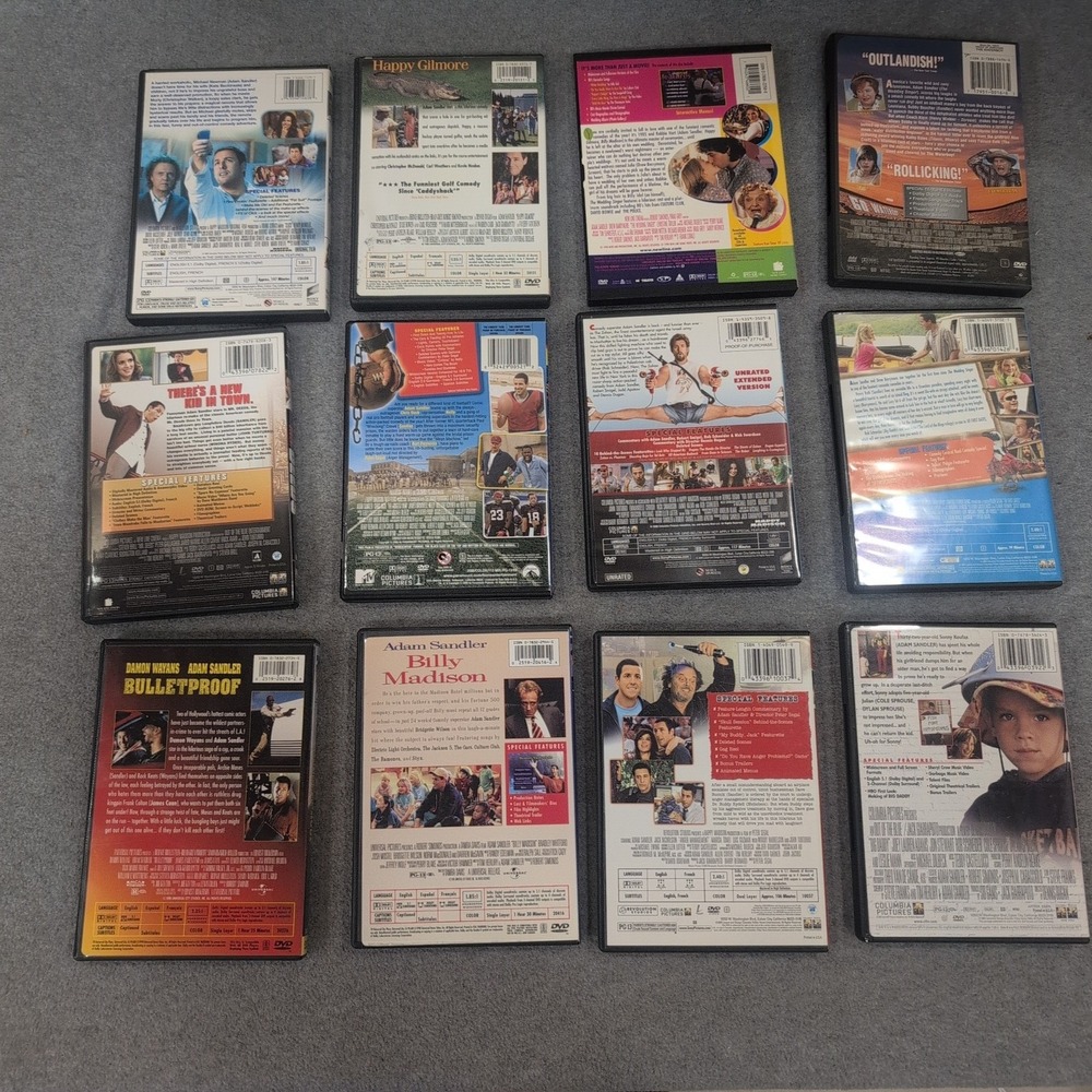 Adam Sandler DVD Collection 12 Movie Lot Happy Gilmore Billy Madison Waterboy VG - Picture 2 of 2